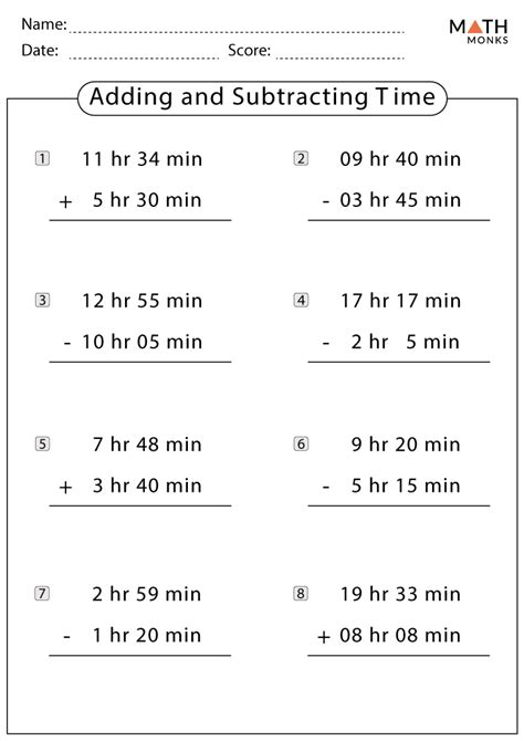 Adding and Subtracting Time .